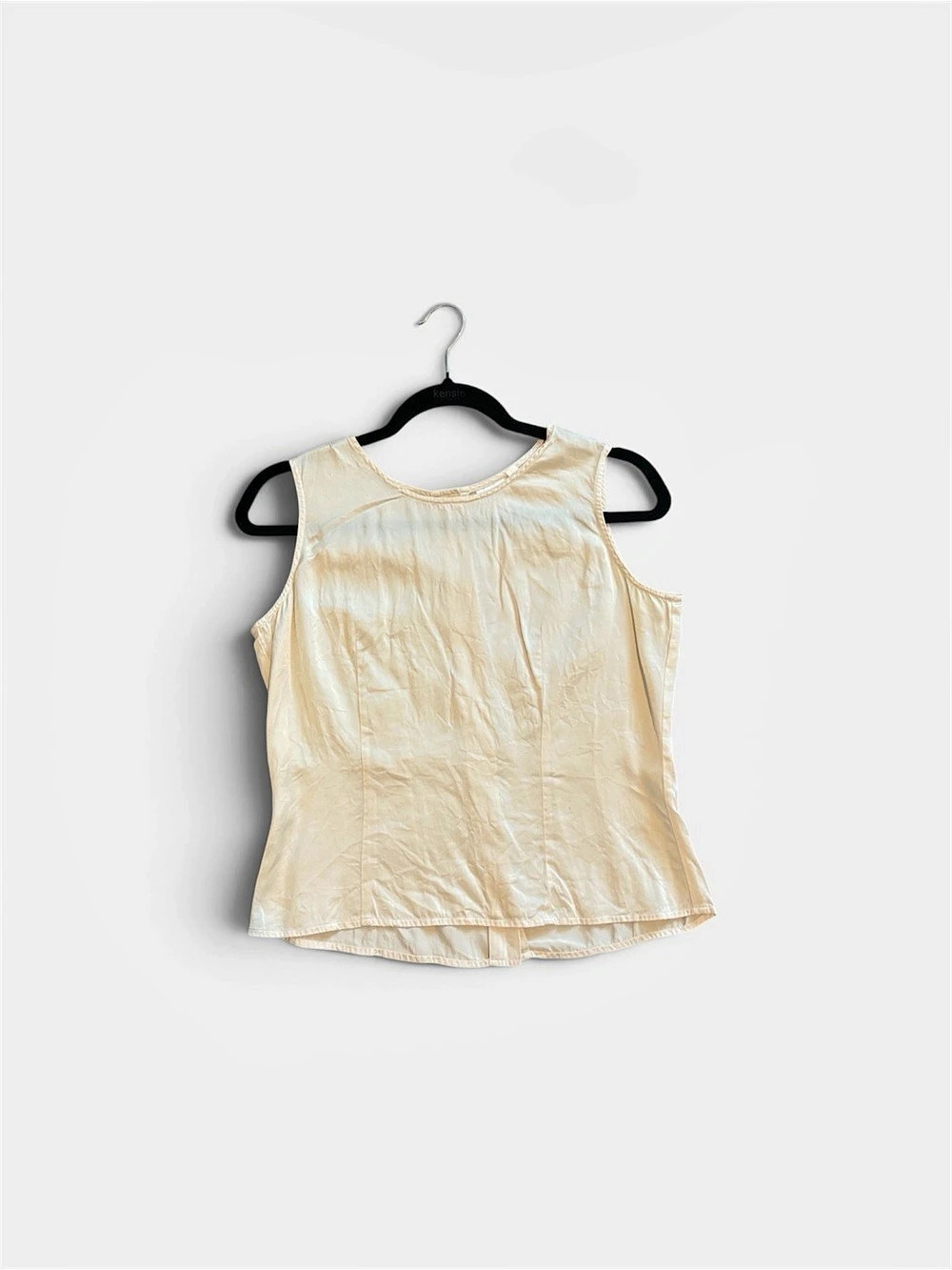 100% Silk Ivory Sleeveless Blouse | Button-Back Minimalist Top | Natural Fiber